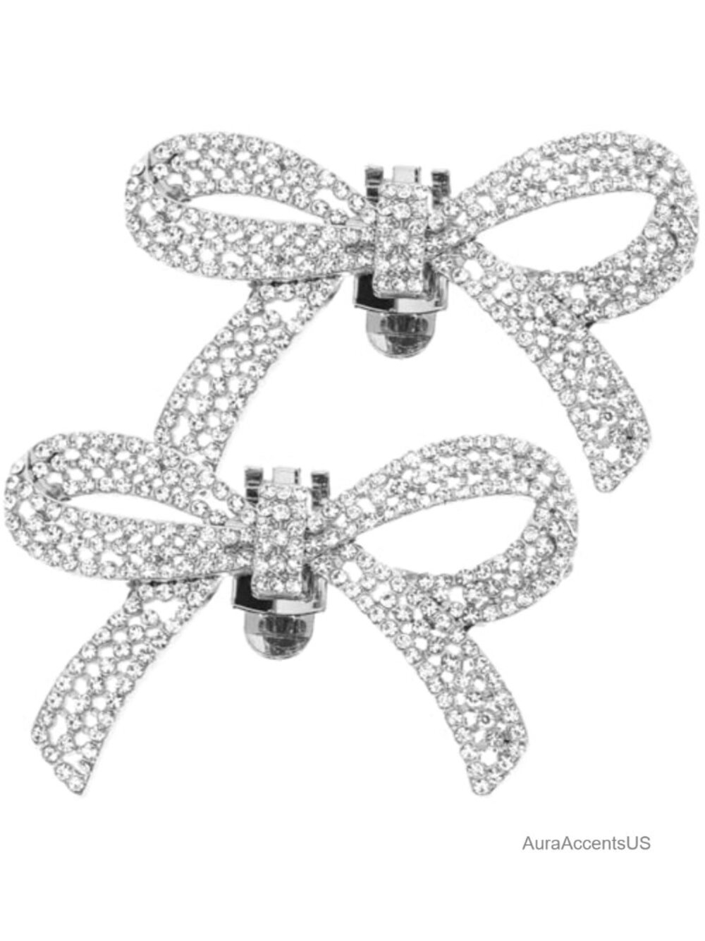 Rhinestone Bow Shoe Clips Removable Wedding Party Shoe Charms for Heels Flats